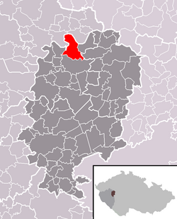 Location of Kladruby within Rokycany District