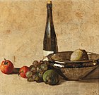 Schwitters, Still life with wine bottle and fruit, c. 1948, oil on canvas