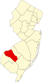 Map of New Jersey highlighting Gloucester County