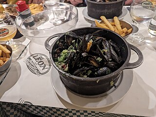 <i>Moules-frites</i> Dish of mussels and fries