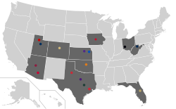 Location of teams in Big 12 Conference