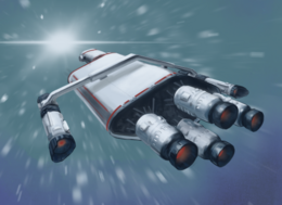 Artistic rendition of a ship with warp drive activated Warp drive starship.png