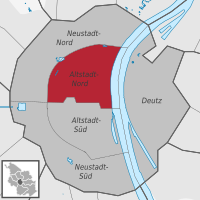 Lage des Stadtteils Altstadt-Nord im Stadtbezirk Köln-Innenstadt