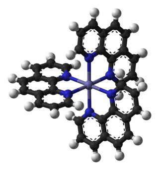 <span class="mw-page-title-main">Ferroin</span> Complex of Fe2+ by ortho-phenanthroline