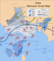 Pink arrow: Southwest monsoon wind direction; green arrow: northeast monsoon wind direction.