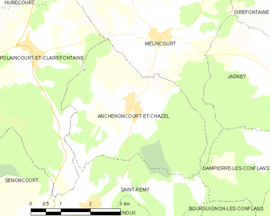 Mapa obce Anchenoncourt-et-Chazel