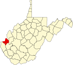 Karte von Cabell County innerhalb von West Virginia