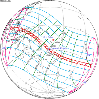 <span class="mw-page-title-main">Solar eclipse of November 15, 2096</span> Future annular solar eclipse