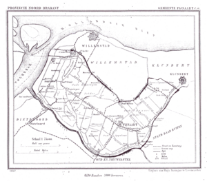 Kaart van Fijnaart en Heijningen uit 1867