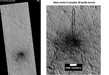 HiRISE images showing discovery of a new crater with HiWish program