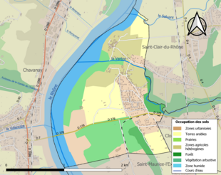 Carte en couleurs présentant l'occupation des sols.