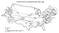 خريطة الامتداد الجغرافي لشبكة الأربانت في العام 1984م.