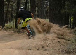 A rider hitting a berm during a race in the Oregon Enduro Series. Carson-Galbreath.png