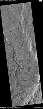 Channel showing an old oxbow and a cutoff, as seen by HiRISE under HiWish program. Location is Memnonia quadrangle.