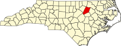 Karte von Nash County innerhalb von North Carolina