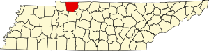 Map of Tennessee highlighting Montgomery County