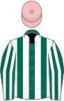 Dark Green and White stripes, Pink cap