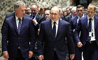 Russian president Vladimir Putin as a guest of Finnish president Sauli Niinistö at Savonlinna Opera, 2017