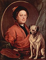 The Painter and His Pug (O pintor e seu pug), o artista William Hogarth e seu pug Trump, 1745