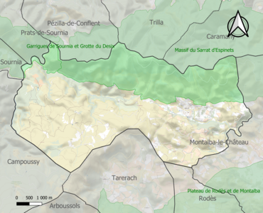 Carte des ZNIEFF de type 1 sur la commune.