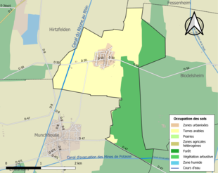 Carte en couleurs présentant l'occupation des sols.