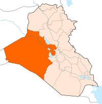 Une carte d'Irakqui montre l'emplacement de la province d'Al-Anbar