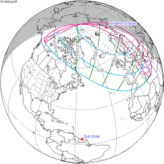 <span class="mw-page-title-main">Solar eclipse of September 10, 1942</span> 20th-century partial solar eclipse