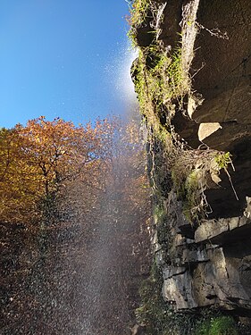 Takdam Waterfall in Masalli District. Photograph: Interfase