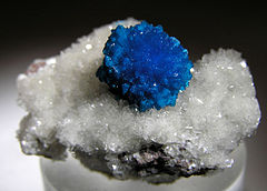 Cavansite in a bed of stilbite, from India. Photo by Rob Lavinsky, iRocks.com – CC-BY-SA-3.0.