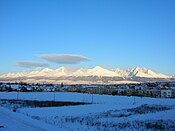 Die berglandskap van die Hoë Tatra (Vysoké Tatry)