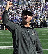 John Harbaugh is the longest-serving head coach of the Ravens, coaching the franchise since the 2008 season and is the most successful head coach in franchise history. John Harbaugh 2012.jpg