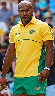 Lote Tuqiri in yellow-and-green kit