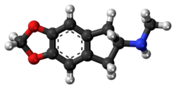 Ball-and-stick model of the MDMAI molecule