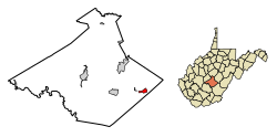 Location of Richwood in Nicholas County, West Virginia.