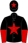 Black, red star, halved sleeves and star on cap