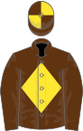 Brown, yellow diamond, quartered cap