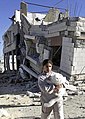 Demolished home in Balata, 2002, during the Al-Aqsa Intifada