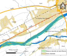 Carte en couleurs du périmètre de la réserve naturelle, englobant plusieurs communes.