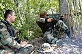 Gerogian soldier sniping team is using a SVD during the Ossatia conflict in 2004