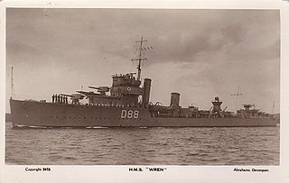 HMS <i>Wren</i> (D88) Destroyer of the Royal Navy