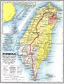 Image 171901 map with red line marking approximate boundary separating territory under actual Japanese administration from "Savage District" (from History of Taiwan)