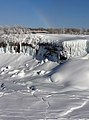 Goat Island tourist pavilion above frozen Niagara River