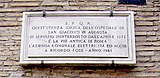 Plaque in honour of the eldest uninterrupted idric service in Rome: 1572 - 1981