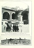 [Top] A photographic view of the Hot shot Furnace at right shoulder angle and a 10-in. columbard cannon pointing to Charleston;[65][Bottom] Exterior view of Gorge and Sally Port Ft Sumter April 1861 after its surrender