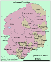 Prefettura di Tochigi – Mappa