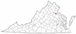 State map highlighting City of Fredericksburg