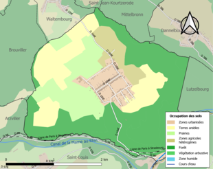 Carte en couleurs présentant l'occupation des sols.