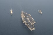 USS Nimitz and the frigates Jean Bart and Auvergne on 19 September 2017.