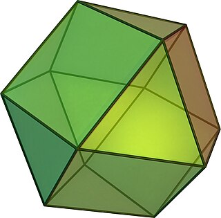 <span class="mw-page-title-main">Cuboctahedron</span> Polyhedron with 8 triangular faces and 6 square faces