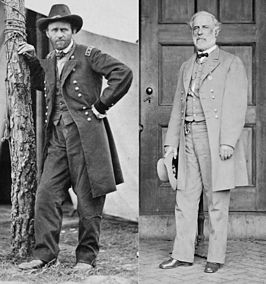 Ulysses S. Grant en Robert E. Lee, bevelhebbers tijdens de Appomattoxveldtocht